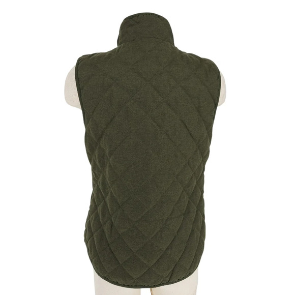 Old Navy Textured Quilted Vest Crocodile Tears Green Sleeveless Zip Up Medium - Picture 4 of 7
